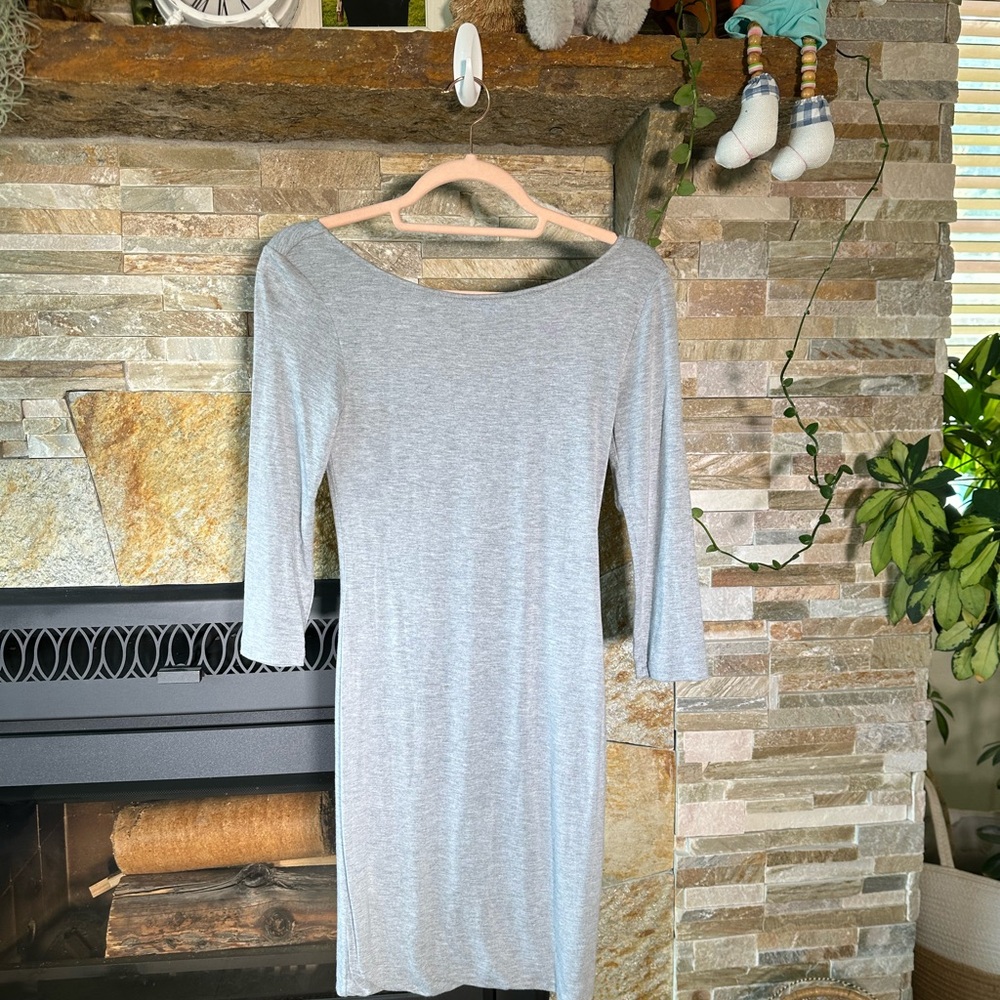 Grey Low Back Soft Mini BodyCon Dress XS - Adorable